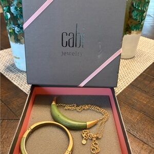 CAbi Gold and Green Necklace Set